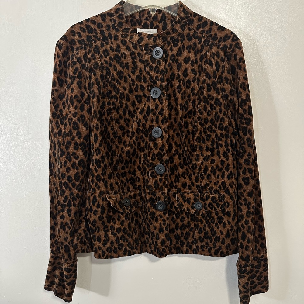 Leopard Print Button Up Jacket - image 1